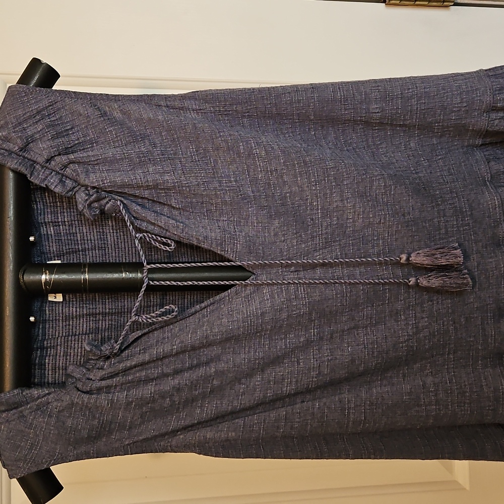 Max Studio Textured Denim Blue Above Knee Dress Or Tiered Tunic XL. NWOT - Picture 4 of 13